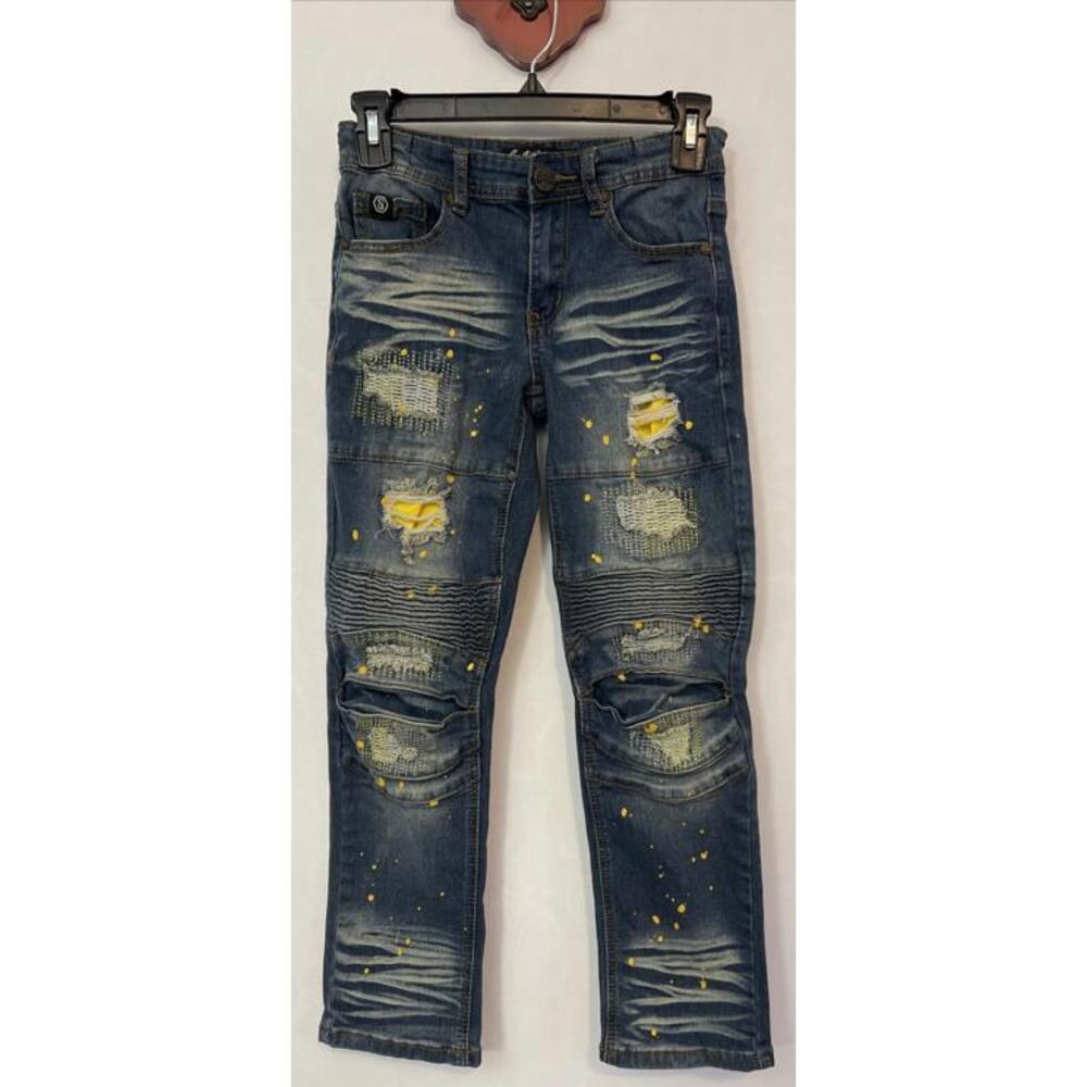 Switch Remarkable Size 8 Graffiti Denim Boys Hustle Blue Distressed Jeans! M661